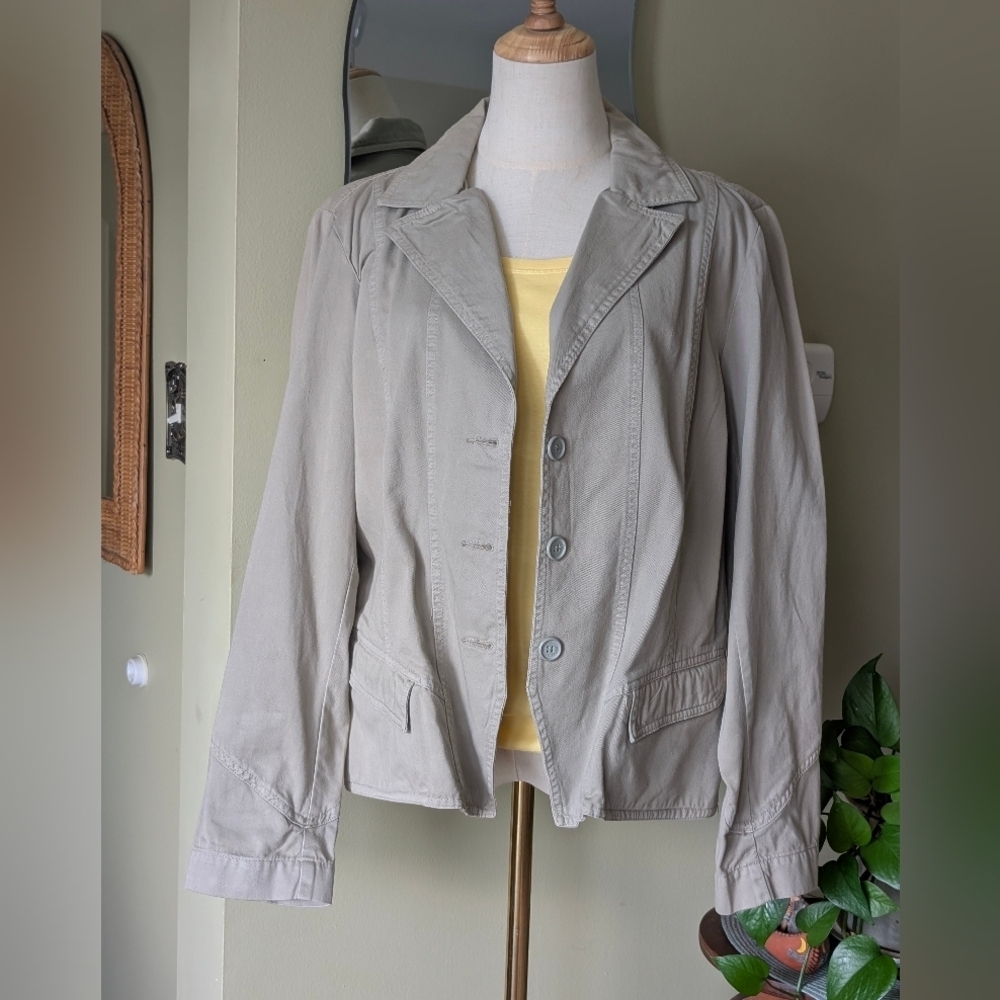 NWT Caribbean Joe Women's Size XL Cotton Button Down Long Sleeve Spring Jacket - Picture 7 of 16
